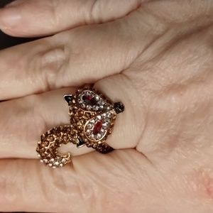Foxy Brown Red Clear Stones Ring Silver